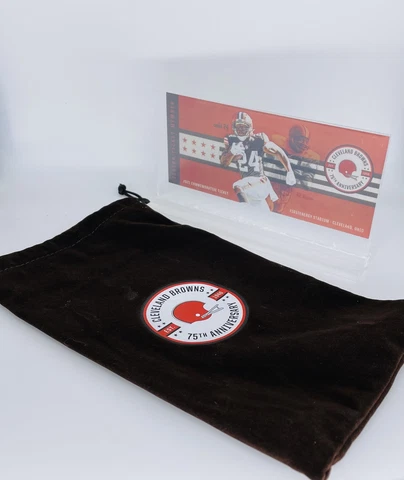 2021 Cleveland Browns 75th Anniversary Commemorative Ticket, Holder, and Pouch Cover