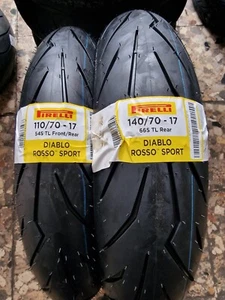 Coppia gomme 110/70-17 54S e 140/70-17 66S PIRELLI DIABLO ROSSO SPORT DOT2024 - Foto 1 di 3