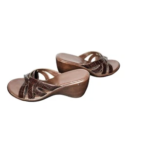 Etienne Aigner Tempt Brown Wedge Sandals Women's Size 7 - Picture 1 of 11