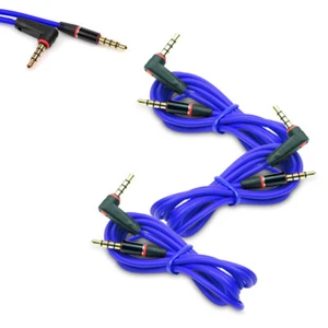 3X 4FT 3.5MM AUX AUXILIARY L-SHAPE AUDIO CABLE BLUE FOR NOKIA LUMIA 1020 Z10 Z30 - Picture 1 of 1