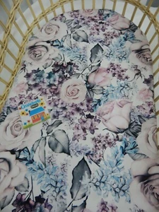 Floral Bassinet Fitted Sheet Roses Ciara 100% Cotton  FITS STANDARD BASSINET - Picture 1 of 2