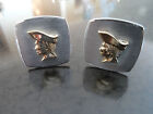 Vtg Anson Patriot Cuff Links Brushed Silver Gold Tone