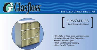 Glasfloss Industries Z-PAK, ZPS12241265HO, 12x24x12, Merv 11, Eff.65% Foto 1 de 4
