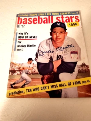 Mickey Mantle NY Yankees Signed Baseball Stars 1956 Magazine - Image 1 of 4