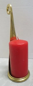 Partylite? Brass Finger Loop Candle Holder Made in India w/ Red Candle - Picture 1 of 7