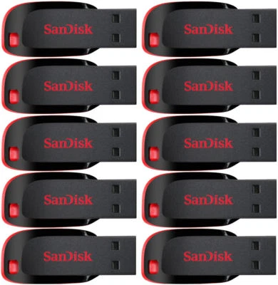 Lot 10 x SanDisk 16GB Cruzer Blade USB Flash Pen Drive SDCZ50-016G Retail Pack - Image 1 of 4