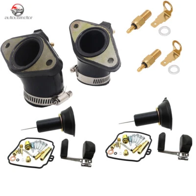 2X Carburetor w/ Intake Boot w/ Rebuild Kit for Yamaha V-Star 650 XVS650 New - Image 1 of 4