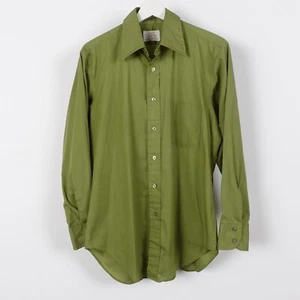 Vintage 70s Arrow Kent Collection Shirt Mens XL Black Dagger Collar Moss Green - Picture 1 of 19