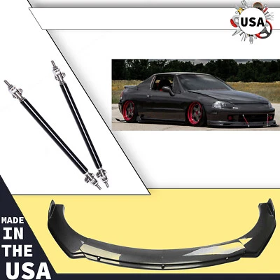4Pcs Front Bumper Lip Splitter Spoiler Carbon Fiber For Honda Civic Del Sol - Imagem 1 de 4