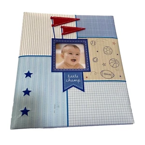 C R Gibson Baby Memory Book First 5 Years 64 Page Loose Leaf Blue Little Champ - Picture 1 of 13