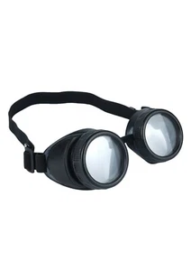 NEW PILOT GOGGLES BLACK FRAME WW2 GLASSES FANCY DRESS ACCESSORY WARTIME FIGHTER - Picture 1 of 3