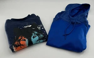 Boys Hoodie Sweatshirt Size M 8/10 2pc Wolves Athletic Dri Works Fleece Lined - Picture 1 of 8