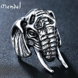 MENDEL Mens Stainless Steel Animal Elephant Ring For Men Size 7 8 9 10 11 12 13 - Picture 1 of 7