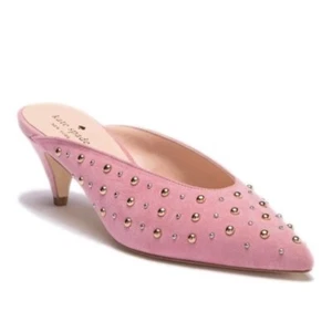 Kate Spade New York PARISIAN PINK Women's Surie Suede Kitten Heel Mules, US 7.5M - Picture 1 of 4