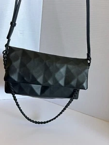 MMS Umhängetasche schwarz geometrisch Foldover Crossbody mit Kettenhenkel - Bild 1 von 10
