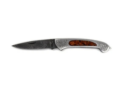 Cuchillo plegable/navaja de bolsillo hecha a mano personalizada (mango de piedra coral) Foto 1 de 4