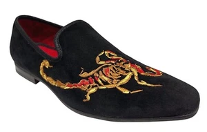 Mocasines bordados de terciopelo negro para hombre La Milano Scorpio A11886 - Imagen 1 de 6