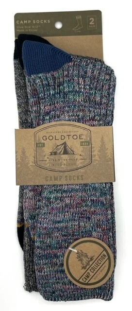 Meias masculinas listradas Goldtoe Signature Collection Rag Crew Camp 2 pares - Imagem 1 de 1