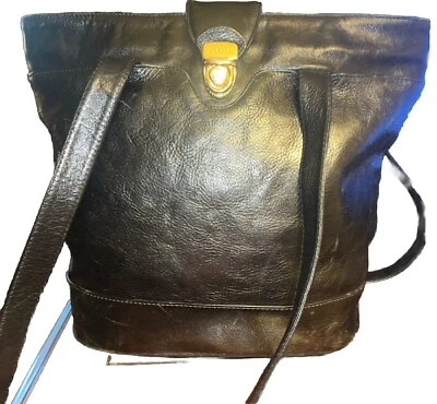 BOLSO DE HOMBRO ESPACIOSO OROTON Australia cuero genuino negro 12 x 14 Foto 1 de 4