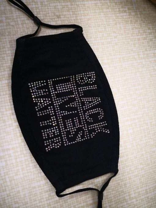 Black Lives Matter Fashion crystal bling diamond rhinestone bedazzle face mask  - Image 1 of 1