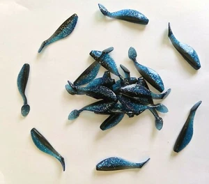 80 pack 4" Paddle Tail Shad - BLACK BLUE SILVER - Paddle Tail Swim Bait - USA - Picture 1 of 7