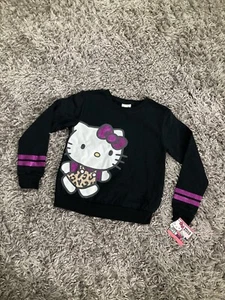 Girls Hello Kitty Black Longsleeve Sweatshirt Size Medium 8/10 NEW WITH TAGS - Picture 1 of 5