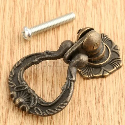 Antique Bronze Furniture Door Pull Handle Wooden Box Drawer Cabinet Knob Ring - Image 1 of 4