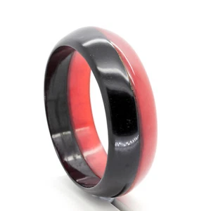 Antique Split Colour Marbled Cherry Red and Black Bakelite Bangle - Picture 1 of 6