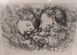 LA MISMA VIEJA HISTORIA DE NAVIDAD OTRA VEZ THOMAS NAST 4 DE ENERO DE 1873 MATE - Imagen 1 de 3