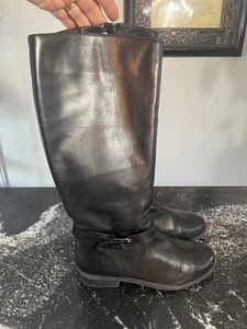 Me Too Dee Dee Black Leather Knee-High Boots Women's Size 8 1/2 M - Picture 1 of 8