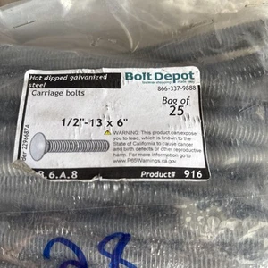 1/2-13 x 6 Wagenschrauben aus feuerverzinktem Stahl 25 - 28 Stück Bolzendepot - Bild 1 von 6