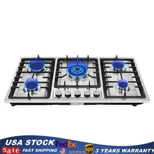 Estufa de gas de 5 quemadores con tapa de cocina de gas de acero inoxidable incorporada - Imagen 1 de 7