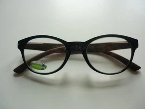 Brille Lesebrille CE geprüft 2,0 Rahmen schwarz Bügel brau Holzoptik Neu - Bild 1 von 3