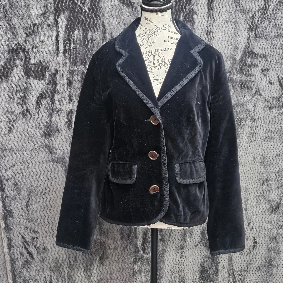 Boden Stamford Velvet Blazer Jacket Womens 14 Black Luxe sophisticated Career - Image 1 of 4