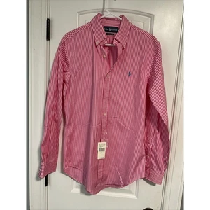 CAMISA RALPH LAUREN L/S ROSA RAYAS CORTE CLÁSICO ABOTONADA PARA HOMBRE TALLA PEQUEÑA - Imagen 1 de 5