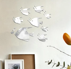 Pegatinas de Pared, Pegatinas Espejos Peces, Pegatinas de Pared de Baño 3D Impermeables para Mu - Imagen 1 de 7