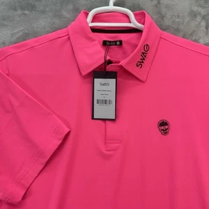 Swag Golf Shirt Men's size XL Polo Skull Collar Spellout Neon Pink performance - Picture 1 of 12