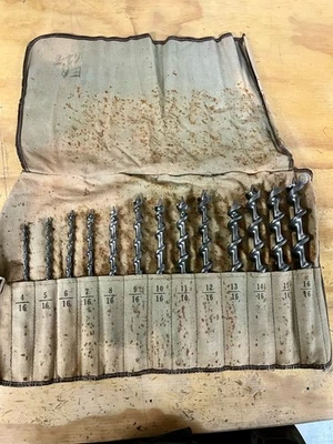 Vintage Wards Master Pro Grade Auger Drill Bits For Brace 13 Pc & Tool Roll! - Image 1 of 4