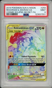 2019 Pokemon Sun & Moon Cosmic Eclipse Reshiram & Zekrom GX Full Art #259 PSA 9 - Picture 1 of 2