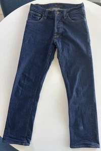 Pantalones de mezclilla rectos azules NUDIE AVERAGE JOE talla 30x27 botón mosca - Imagen 1 de 12