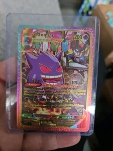 Tarjeta Pokémon Gengar Rainbow Foil Fan Art vinilo texturizado coleccionista - Imagen 1 de 6