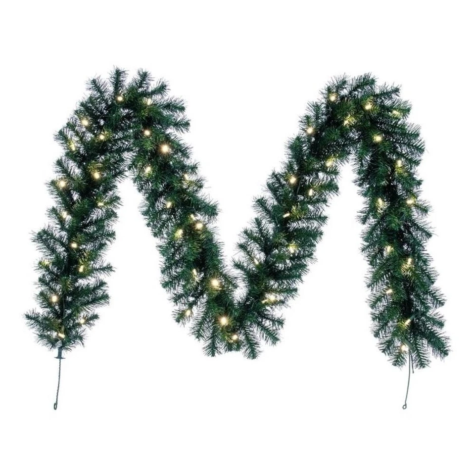 Светодиодные лампы Vickerman 9 x 10 дюймов Douglas Fir искусственная рождественская гирлянда зеленые - Изображение 1 из 1