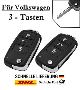 2x Ersatz Klappschlüssel Gehäuse für VW Touareg 3-Tasten Fernbedienung KS28 HU66 - Picture 1 of 6