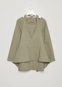 EUC COS Apron cotton Blouse W/Front Pockets & Slit Olive Color Detachable EUR 38 - Picture 1 of 10