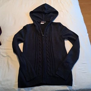 Nautica girls hooded zip up knit sweater size XL or 16 navy blue EUC - Picture 1 of 6