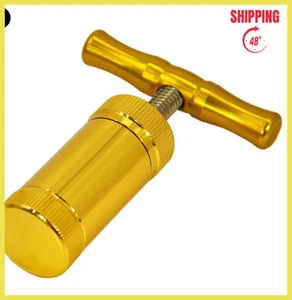 Kräuter Pollen Kompressor Drücker T Griff Schwerlast Kräuter Brecher Silber Neu - Bild 1 von 12