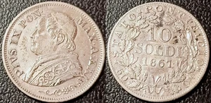 Italy - Vatican - Pie Ix - 10 Soldi Silver 1867 An Xxii Ttb ! Km# 1376 - Imagen 1 de 1