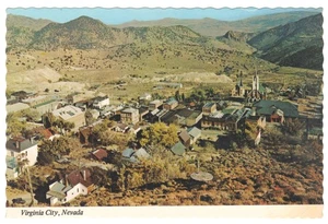 Virginia City Nevada Ghost Town Mining Aerial Postcard Mike Roberts - Picture 1 of 2