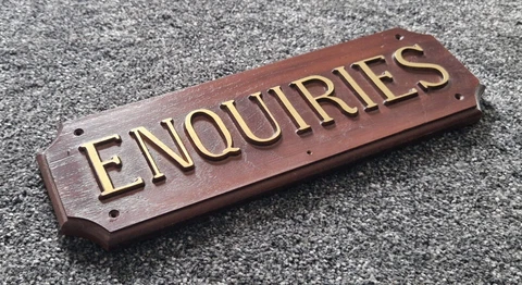 Vintage Wooden Enquiry Office Sign (Industrial, Factory, Mill) Cover