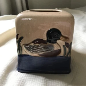 Vohann Of CA Tissue Box Holder Decoy Natural Duck Multicolor Hand painted USA - Picture 1 of 11